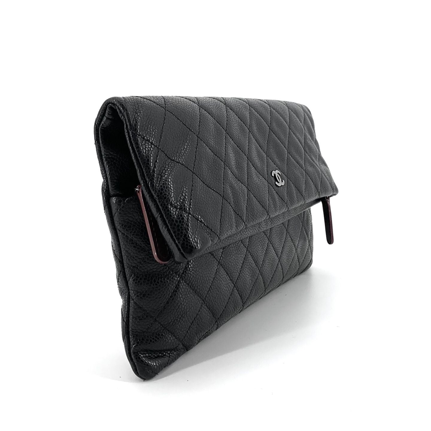 Caviar Silver Logo Folding Clutch