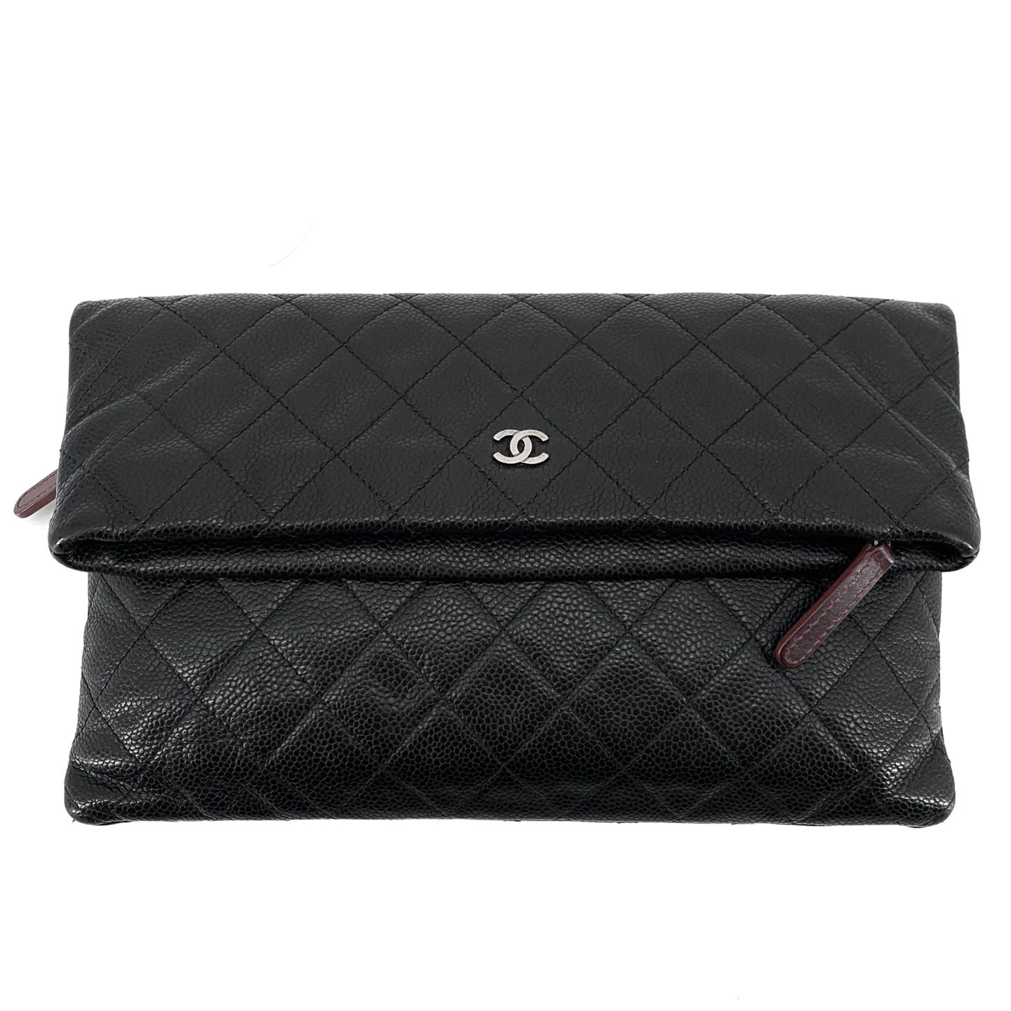 Caviar Silver Logo Folding Clutch