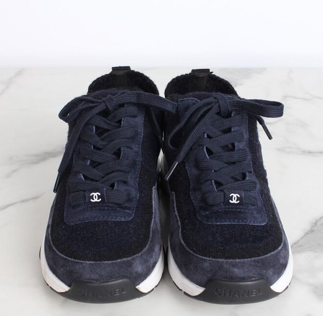Suede Knit Sneakers Navy 37(240)