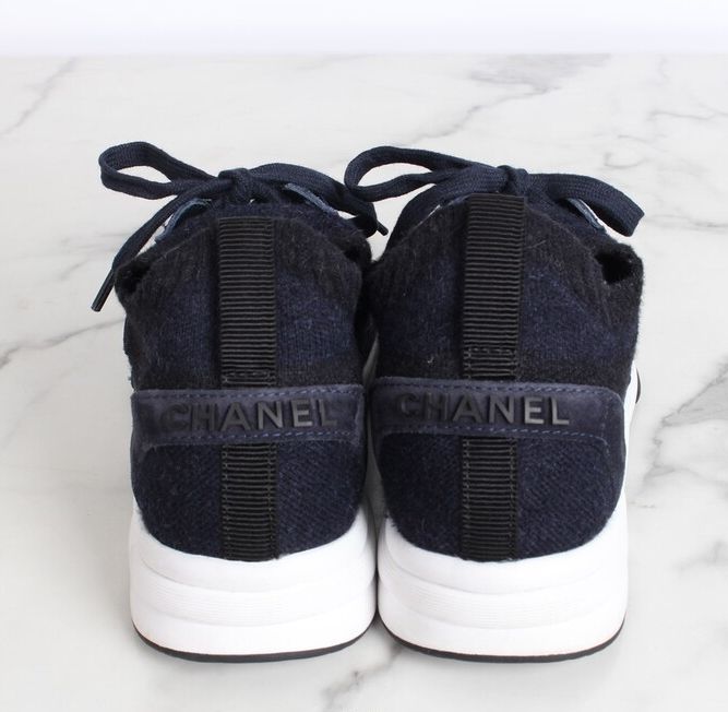 Suede Knit Sneakers Navy 37(240)