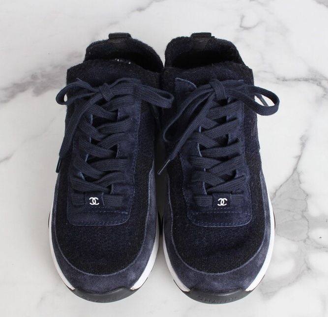 Suede Knit Sneakers Navy 37(240)