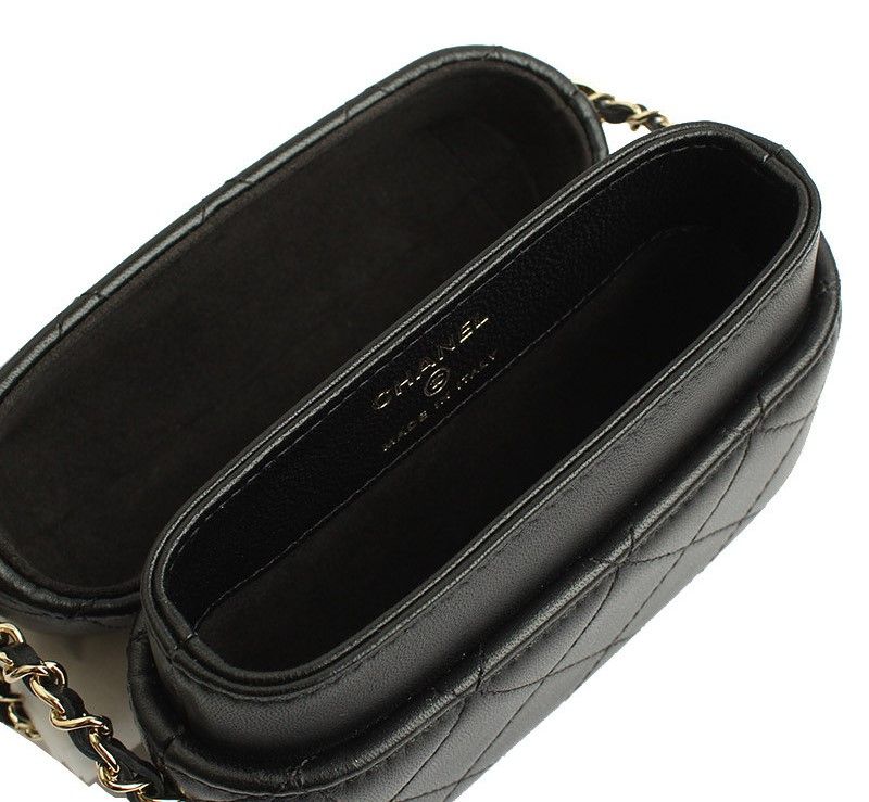 Chanel Crossbody Bag – Calfskin Leather – Black – Gold Hardware