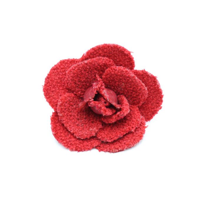 Chanel Camellia Brooch – Tweed – Red