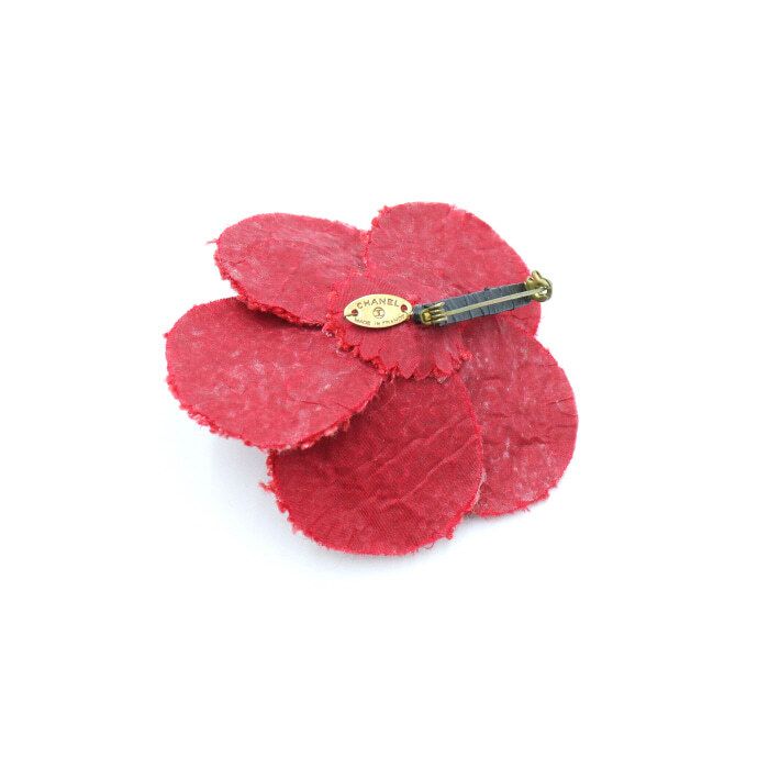 Chanel Camellia Brooch – Tweed – Red