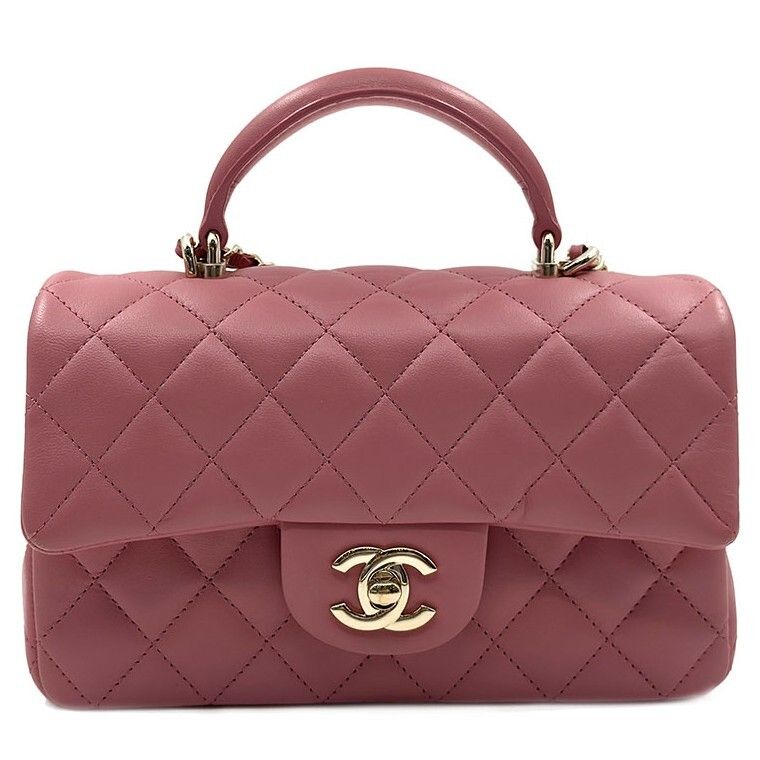 Chanel Top Handle Bag – Lambskin Leather – Pink – Gold Hardware