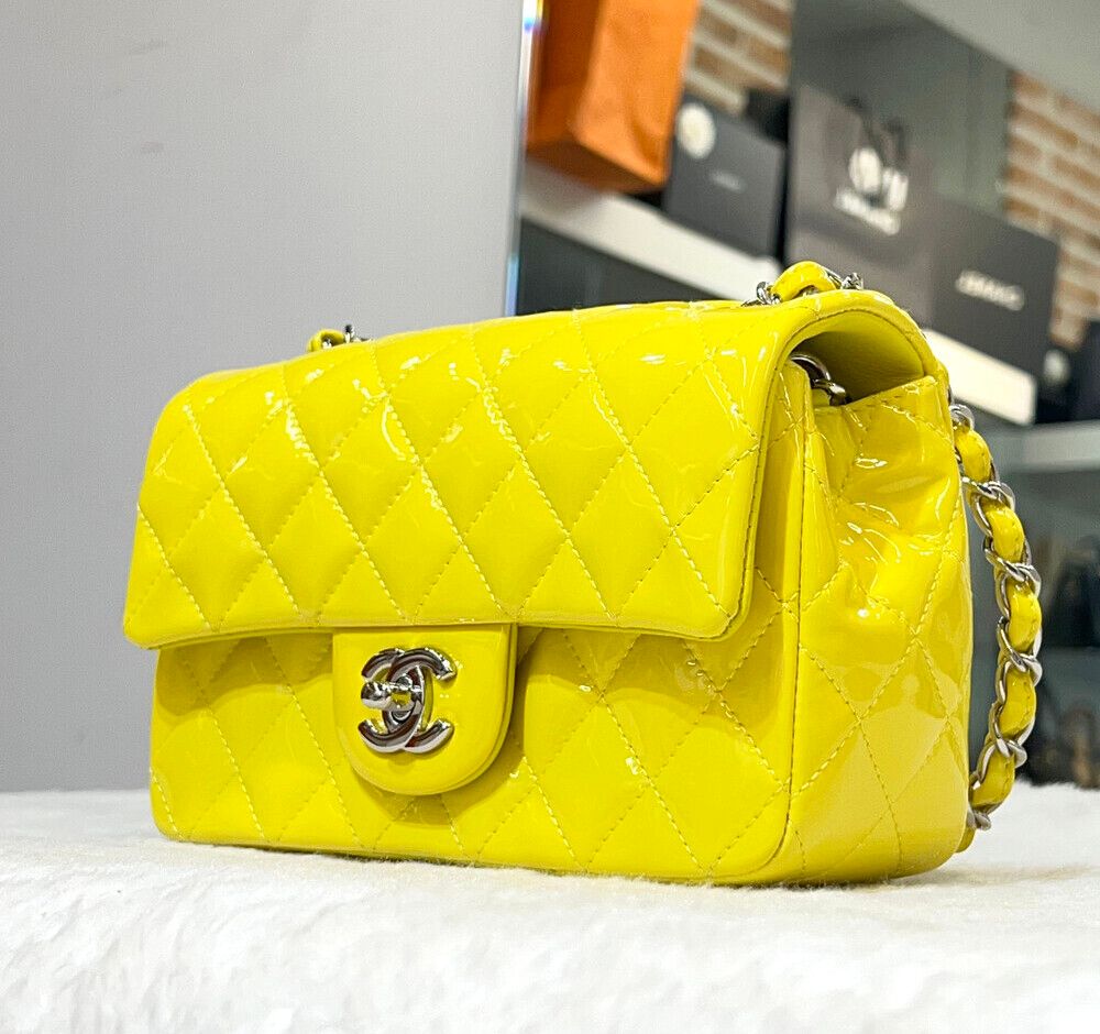 Chanel Classic Flap – Patent Leather – Yellow – Silver Hardware