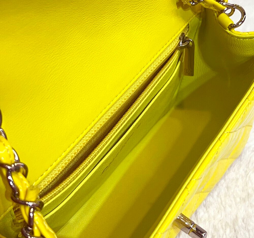 Chanel Classic Flap – Patent Leather – Yellow – Silver Hardware
