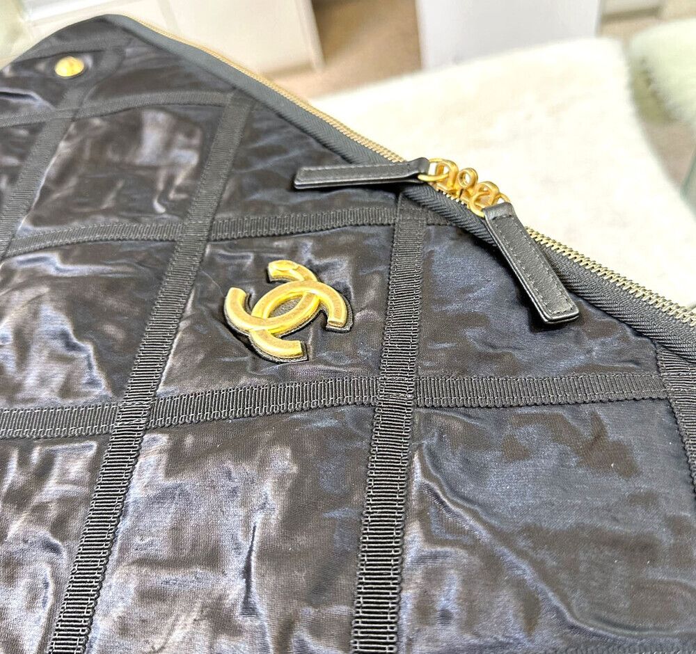 Chanel Travel Bag – Nylon – Black – Gold Hardware