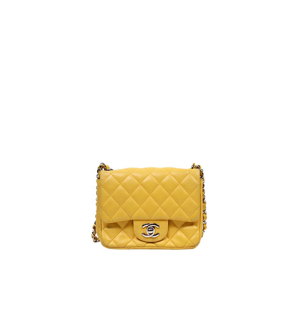Chanel Shoulder Bag – Lambskin Leather – Yellow – Gold Hardware