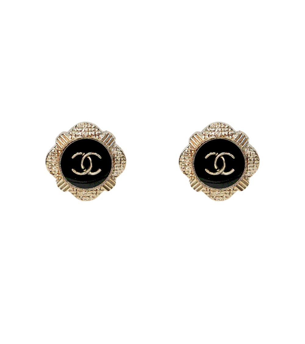Chanel CC Round Earrings – Metal – Black