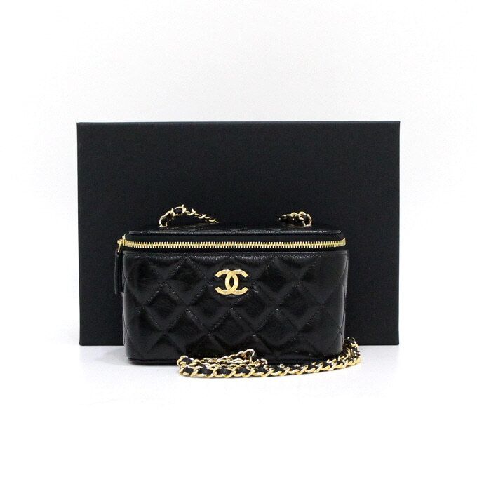 Chanel Vanity Case – Calfskin Leather – Black – Gold Hardware