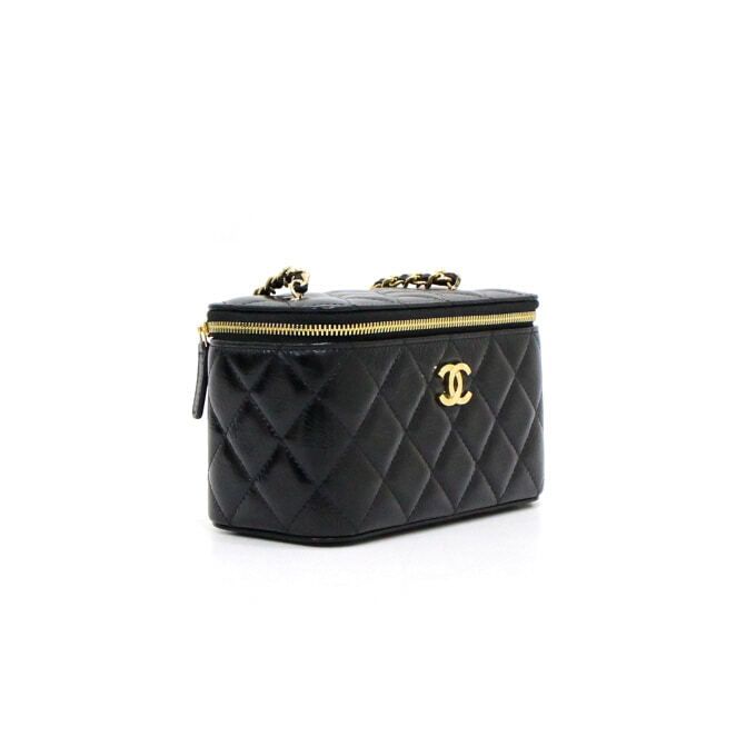 Chanel Vanity Case – Calfskin Leather – Black – Gold Hardware