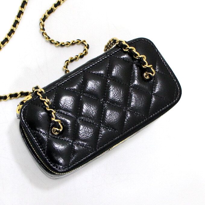 Chanel Vanity Case – Calfskin Leather – Black – Gold Hardware