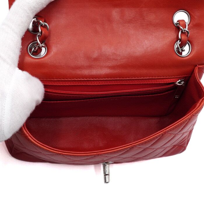 Chanel Classic Flap – Lambskin Leather – Red – Silver Hardware