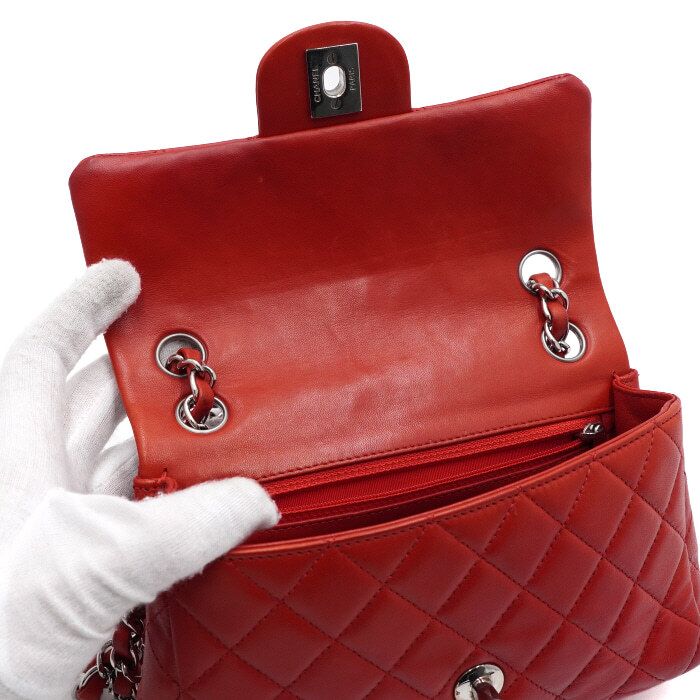 Chanel Classic Flap – Lambskin Leather – Red – Silver Hardware