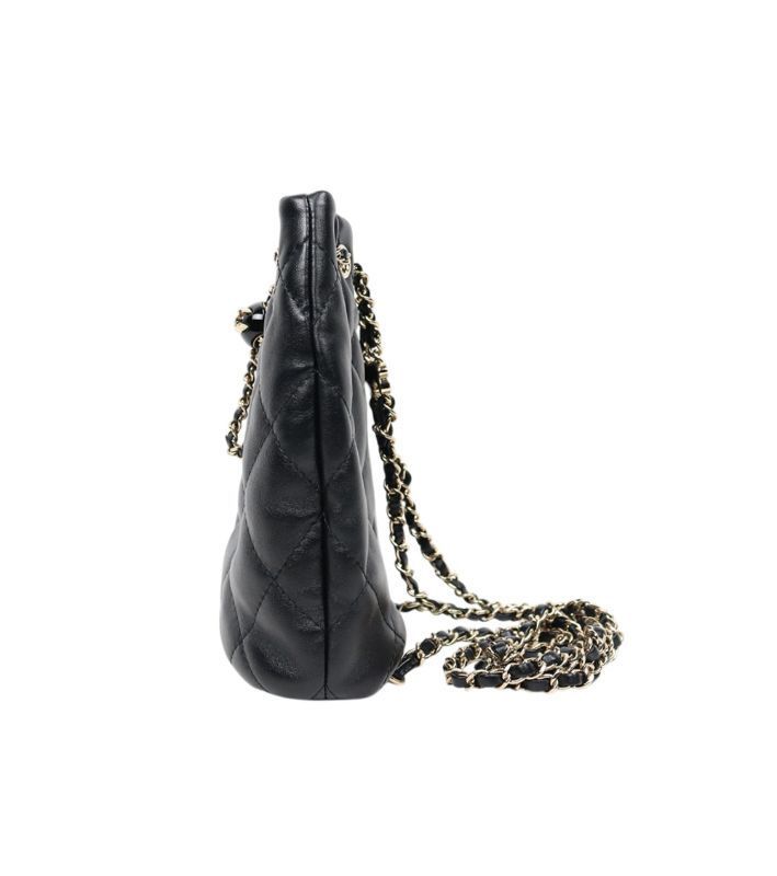 Black Lambskin Drawstring Mini Backpack 53728