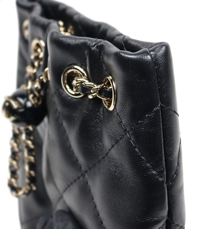 Black Lambskin Drawstring Mini Backpack 53728