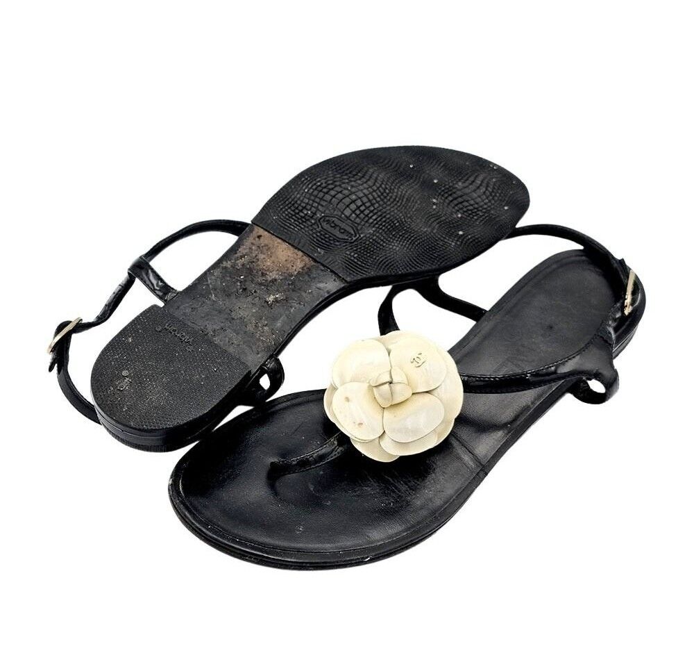 Chanel Camellia Sandals – Black