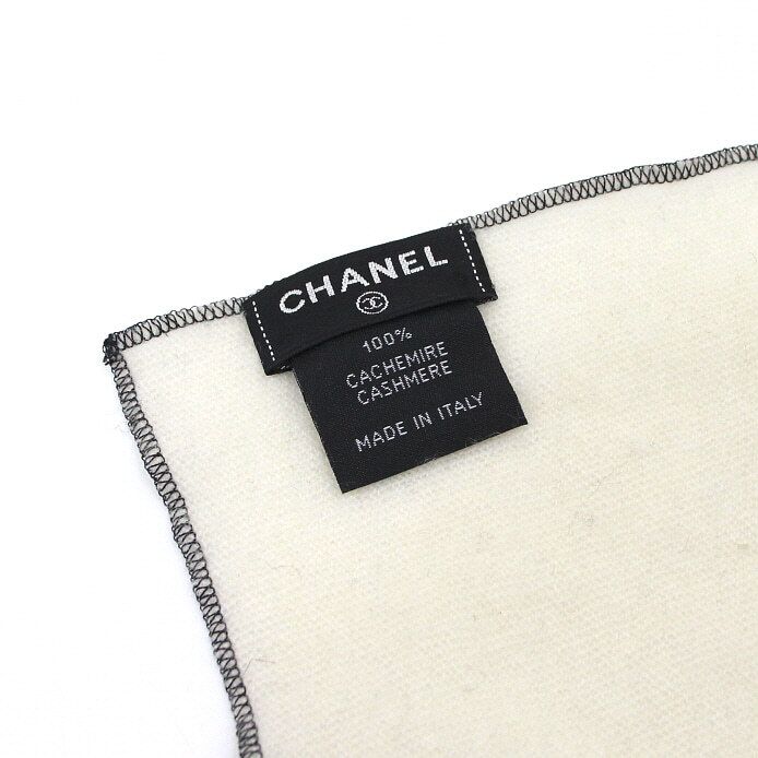 Ivory Cashmere CC Logo Embroidered Scarf aa63233