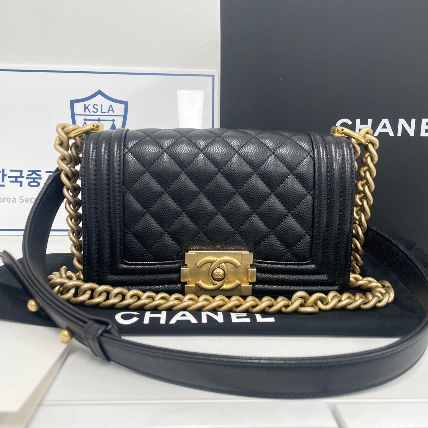 Chanel Boy Bag – Caviar Leather – Black – Gold Hardware
