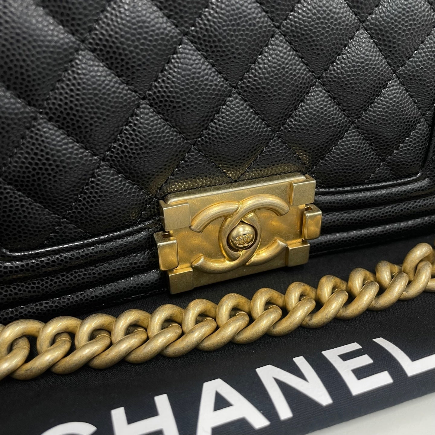 Chanel Boy Bag – Caviar Leather – Black – Gold Hardware